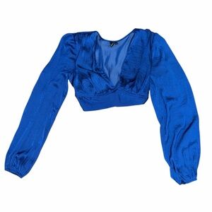 WINDSOR Elegant Royal Blue Crop Top, Size Small
